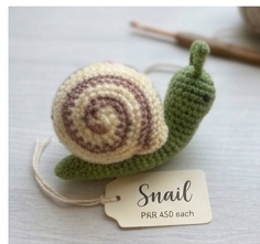Handmade crochet snail charm