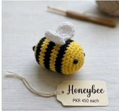 Handmade crochet honeybee charm